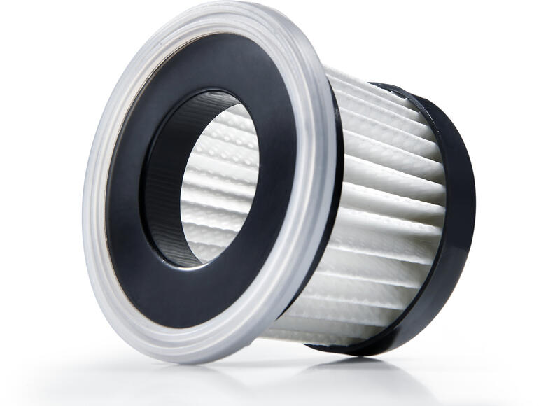 Ersatz-HEPA-Filter separat erhältlich. Ersatz-HEPA-Filter für einen Hygienesauger auf weißem Hintergrund.