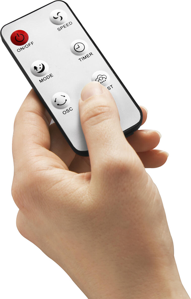 Seecode Nebelventilator mit Touch-Screen Fernbedienung für Seecode Nebelventilator mit Tastenabdeckung.