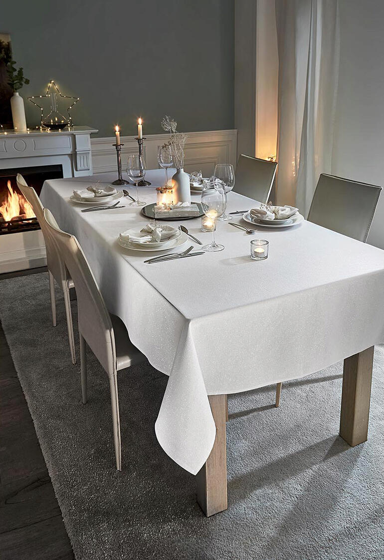 Festliche Tischdecke in Leinenoptik mit Glitzer kaufen