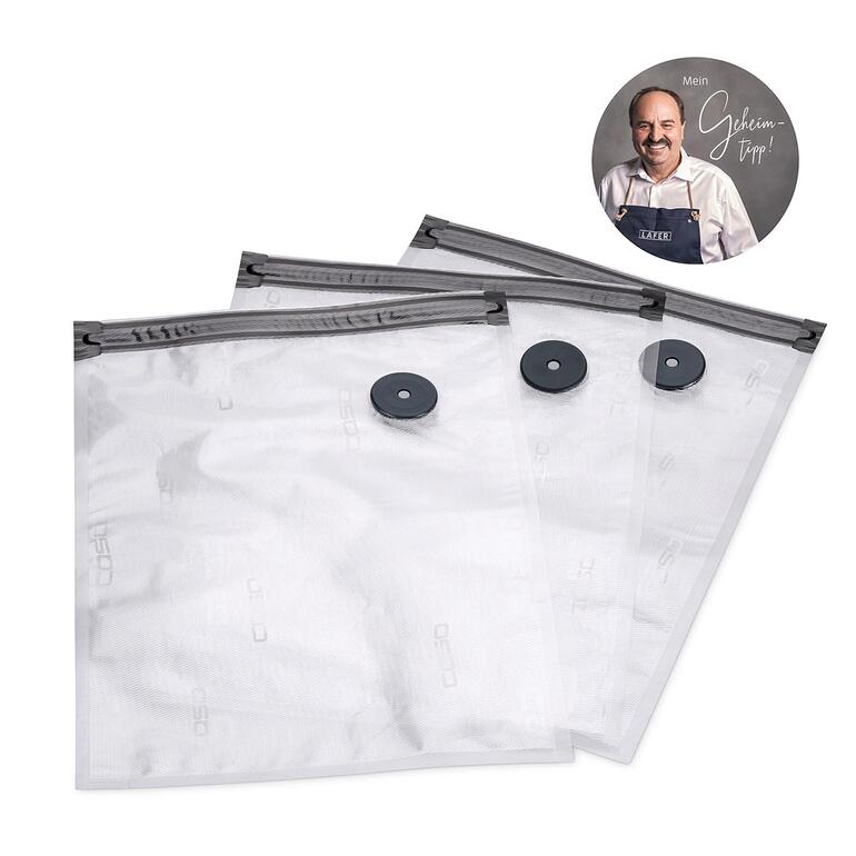 Ersatz-Vakuumbeutel, drei transparente Beutel mit Ventil, Größe L