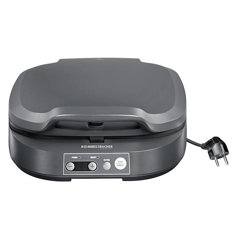 Mit hochwertigem Cool-Touch-Gehäuse aus robustem PF-Kunststoff. Geschlossener Premium Sandwich-Maker ST 1800 aus grauem Kunststoff.