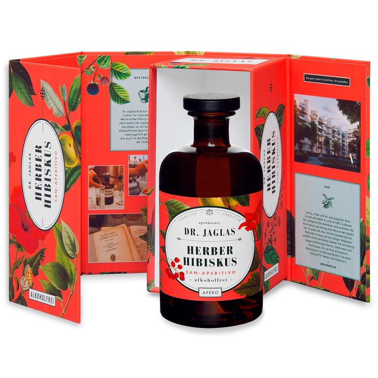 Dr. Jaglas Herber Hibiskus in Geschenkverpackung mit Informationen.