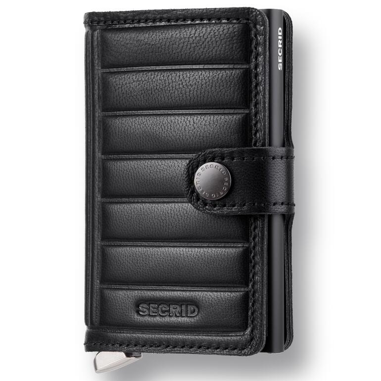 Secrid Mini-Wallet Premium Schwarzes Secrid Mini-Wallet Premium geschlossen auf weißem Hintergrund.