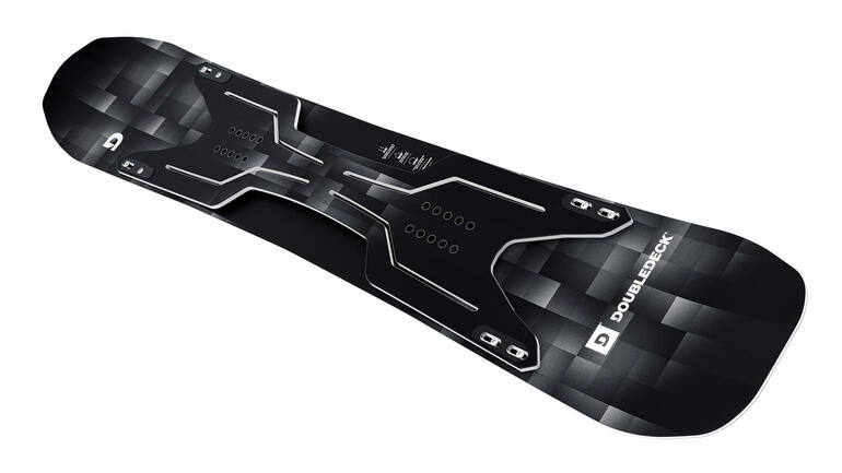Ansicht von einem Doubledeck®-Snowboard auf weißem Hintergrund.