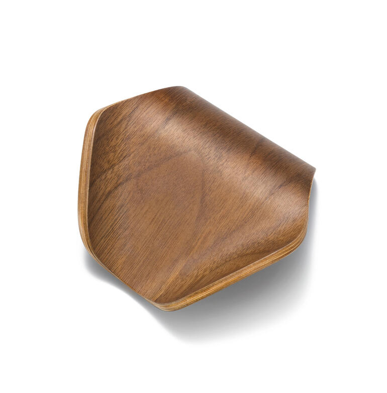 Auch in edlem Walnussholz erhältlich. Dunkle Walnuss Holz-Seifenschale, elegant geformt