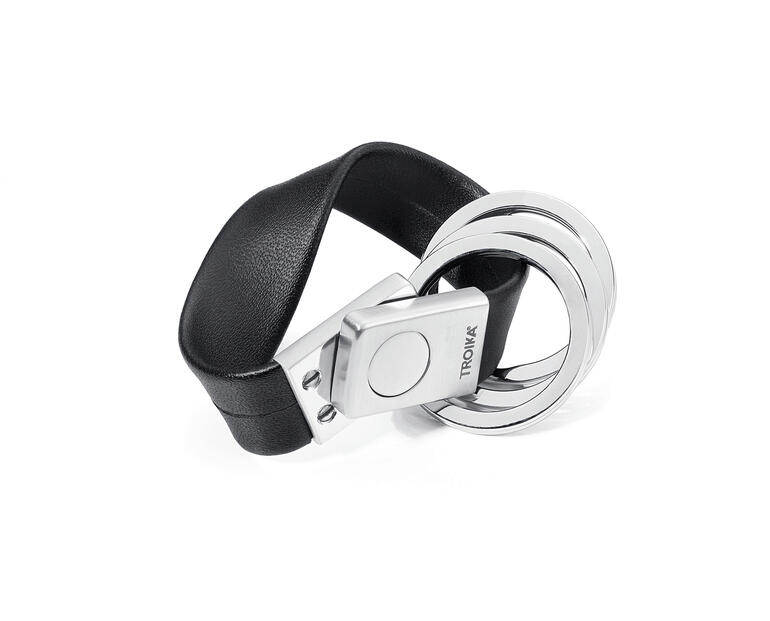 Schlüsselhalter Twister Schlüsselhalter Twister aus zwei Ringen und einem schwarzen Band.