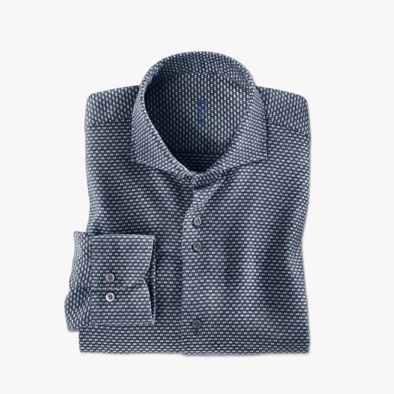 Jaspé-Winterhemd in Blau mit feinem Muster und Button-Down-Kragen.