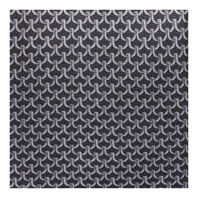 Grau/Schwarz Ascot Seidenkrawatte mit Kettendessin in schwarz/weiß, Musterdetails.