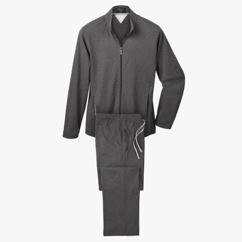 Grauer Loungewear-Anzug bestehend aus Jacke und Hose