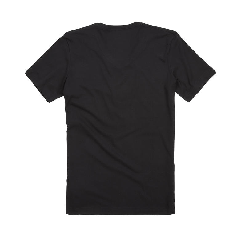Rückansicht eines schwarzen Pima-Baumwoll-Unterzieh-Shirts