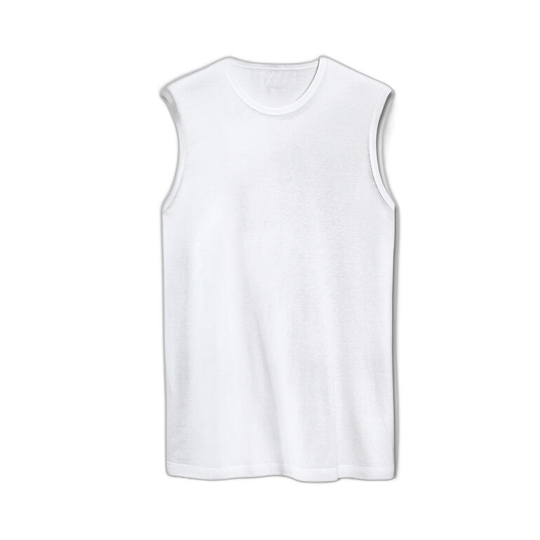 Ärmelloses, rundhals Trägershirt in Weiß, Größe 46.