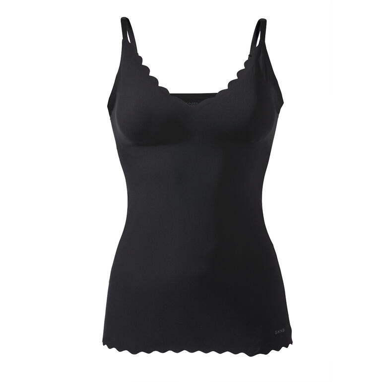 Schwarz Schwarzes Skiny BH-Top mit breiten Trägern und tiefem Ausschnitt.