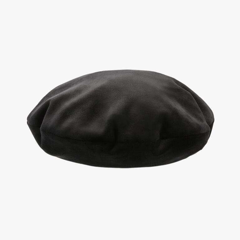 Mayser Wende-Baskenmütze, schwarz, von hinten gesehen.
