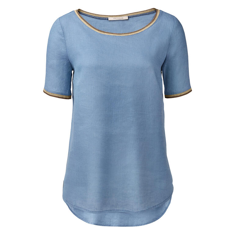 La Feé Maraboutée Leinen-Shirt in Blau mit Rundhalsausschnitt