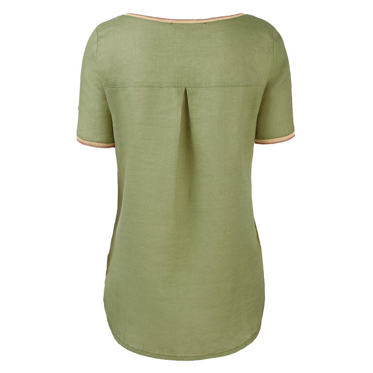 Rückansicht des La Feé Maraboutée Leinen-Shirts in Olivgrün