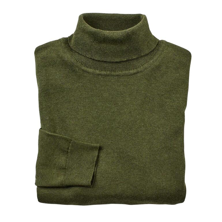 Grüner Feinstrick-Rolli, zusammengelegt.