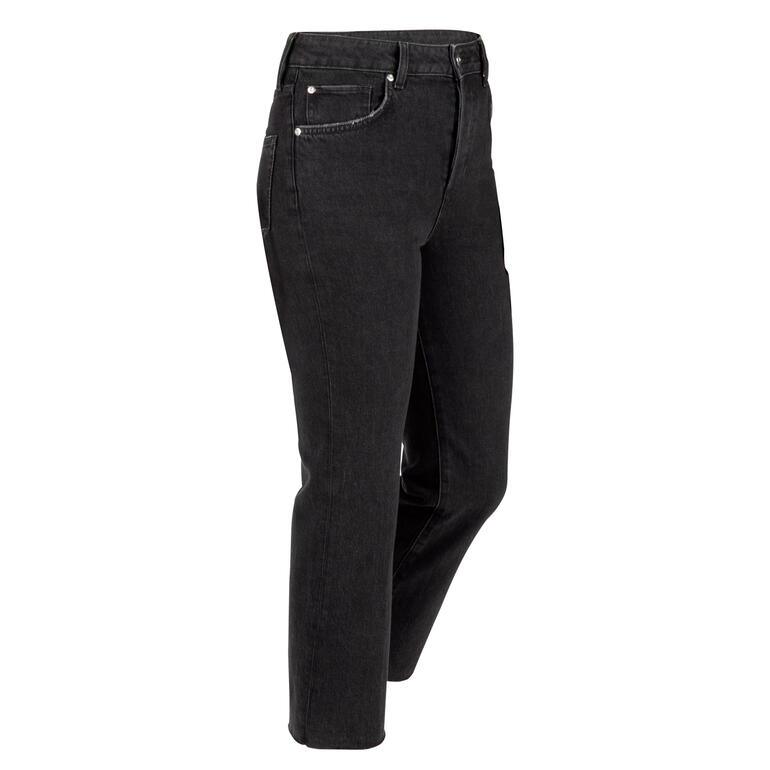 Schwarze Cropped-Jeans von Liu Jo, seitliche Ansicht.