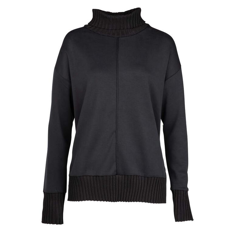 Sweater Schwarzes Sweatshirt mit hohem Kragen auf einem weißen Hintergrund.