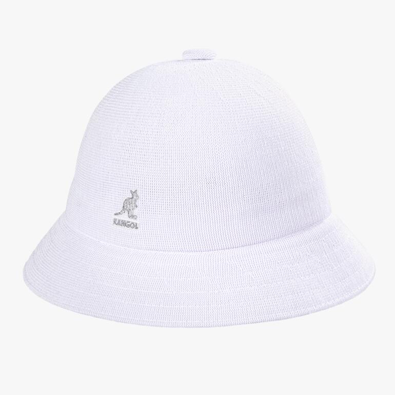 Weißer Kangol Bucket Hat mit breiter Krempe