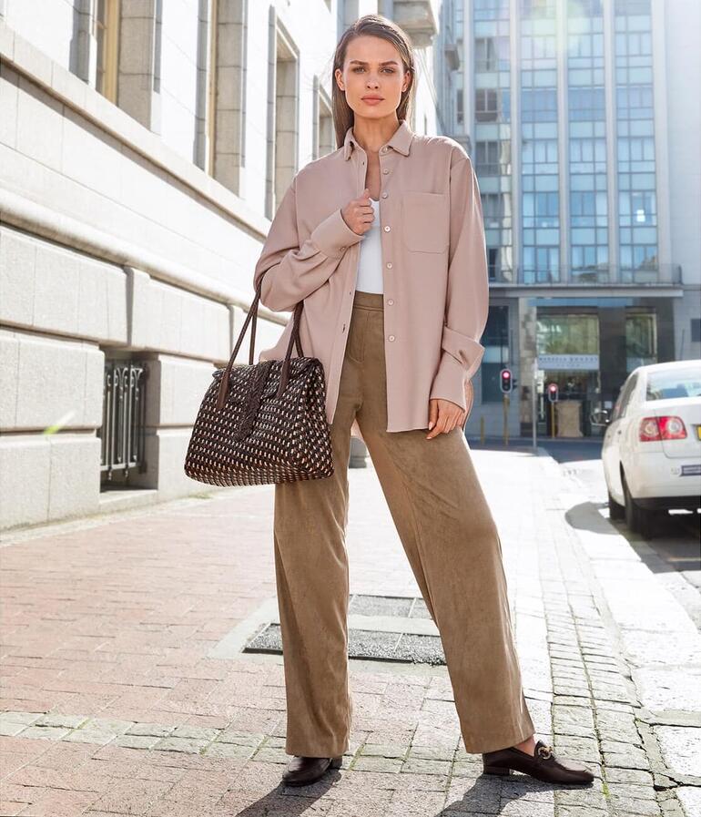 Dunkelbraun Helle Tote Bag aus geflochtenem Leder von Allan K.