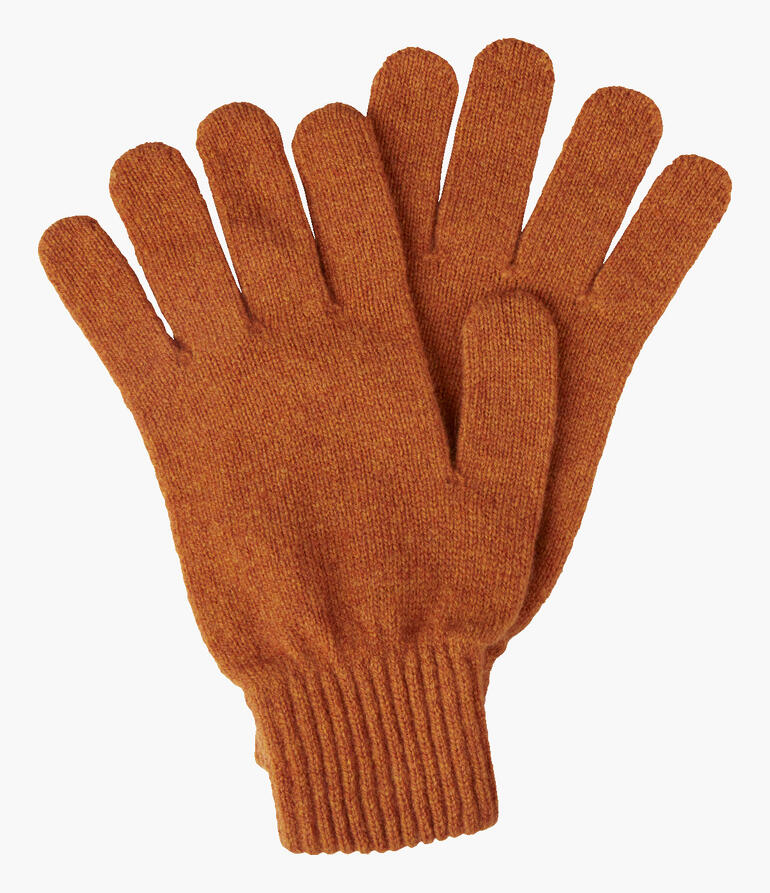 Rostfarbene Lammwollhandschuhe für Herren mit normalem Schnitt.