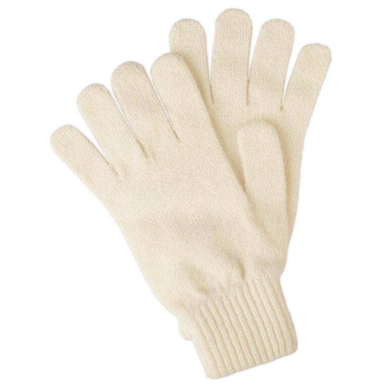 Naturfarbene Lammwollhandschuhe für Herren mit normalem Schnitt.