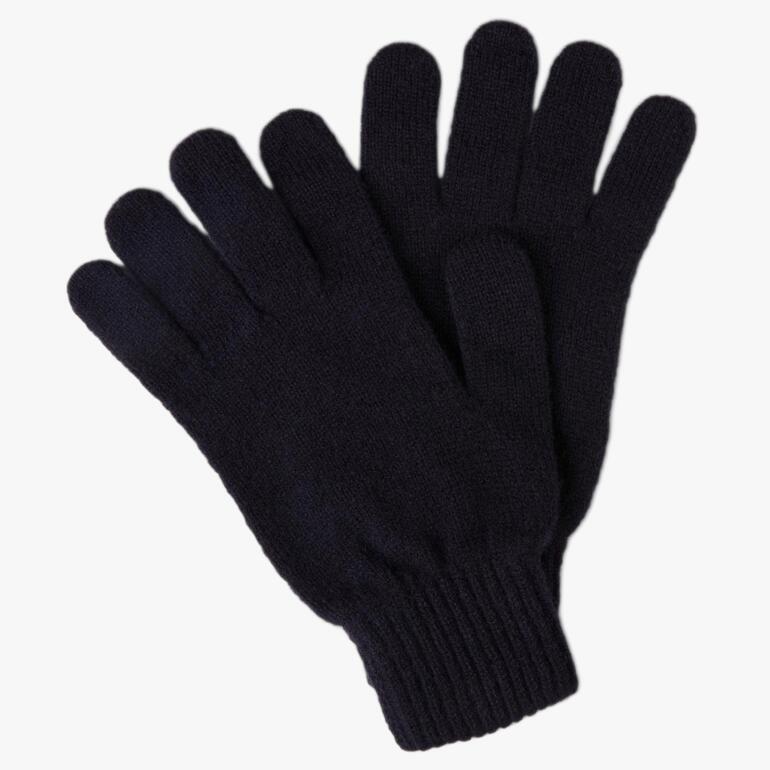 Navyfarbene Lammwollhandschuhe für Damen mit normalem Schnitt.