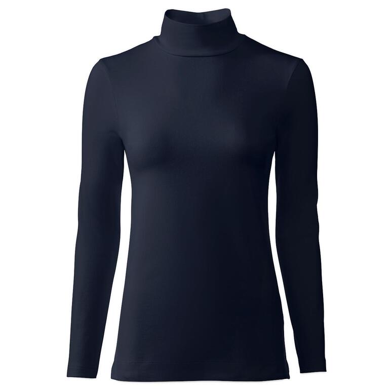 Schwarzes Baumwoll/Kaschmir-Highneck-Shirt.