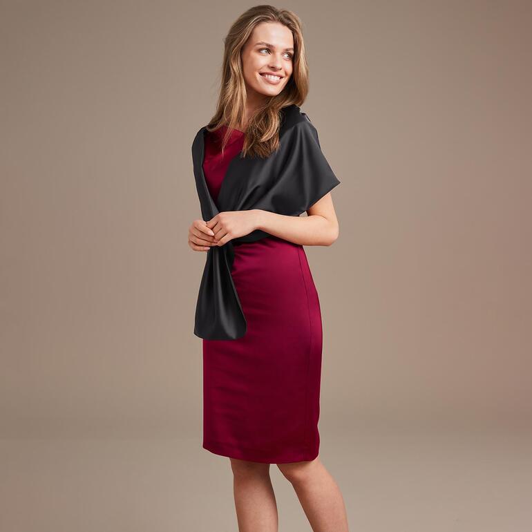 Schwarz Damen Étole aus Satin in schwarz.