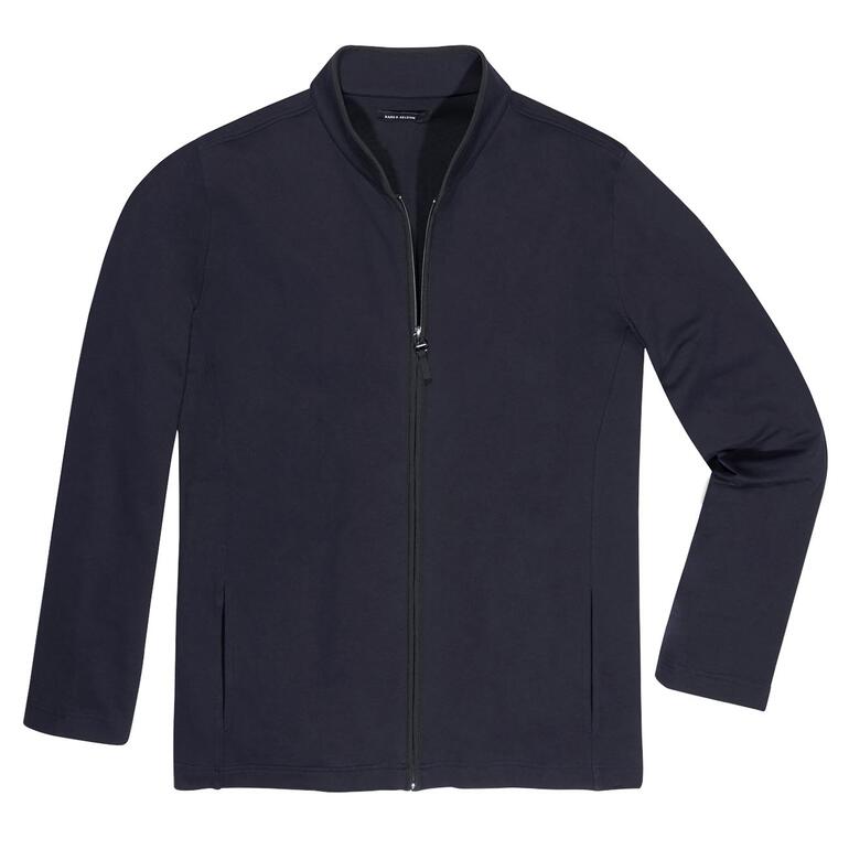 Marine Loungewear-Jacke in Dunkelgrau mit Reißverschluss.