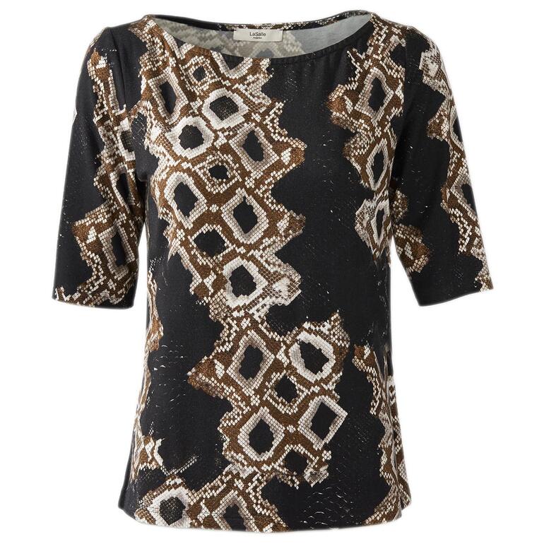 Shirt Gemusterte Kurzarmbluse in hellen Farben mit geometrischem Design.