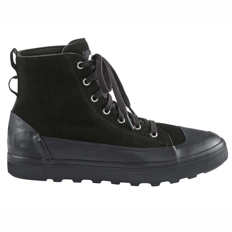 Schwarze Sorel Waterproof-Basketball-Sneaker in Seitenansicht.