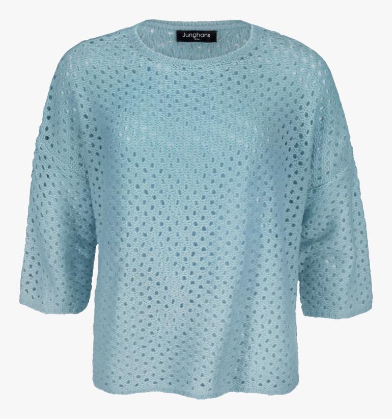 Hellblauer Junghans 1954 Mesh-Pullover mit weiten Ärmeln