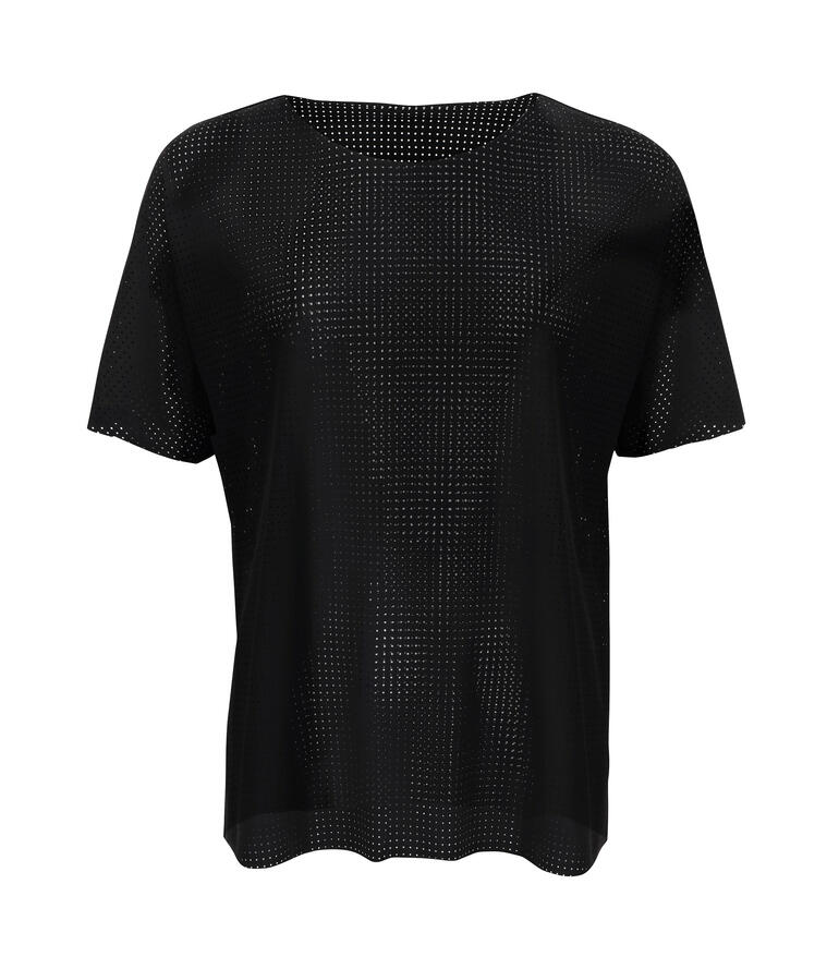 Shirt Schwarzes Shirt aus Hightech-Jersey mit kurzem Ärmel.