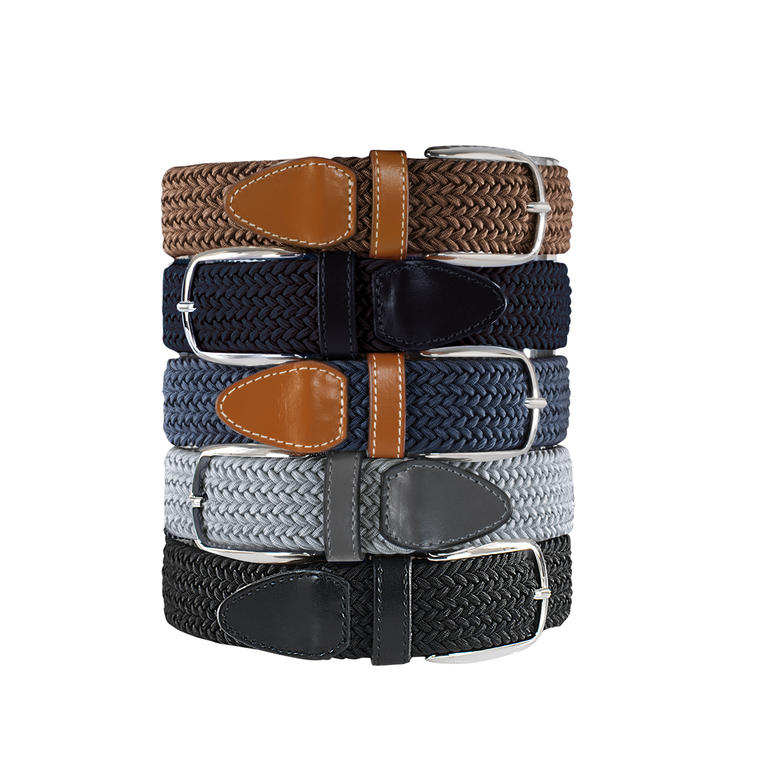 Herren, Beige, Navy, Jeansblau, Grau und Schwarz Vier elastische Gürtel in verschiedenen Farben