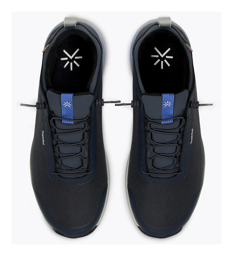 Navy Oberansicht des Tropicfeel Sneakers in Dunkelblau mit blauen Akzenten.