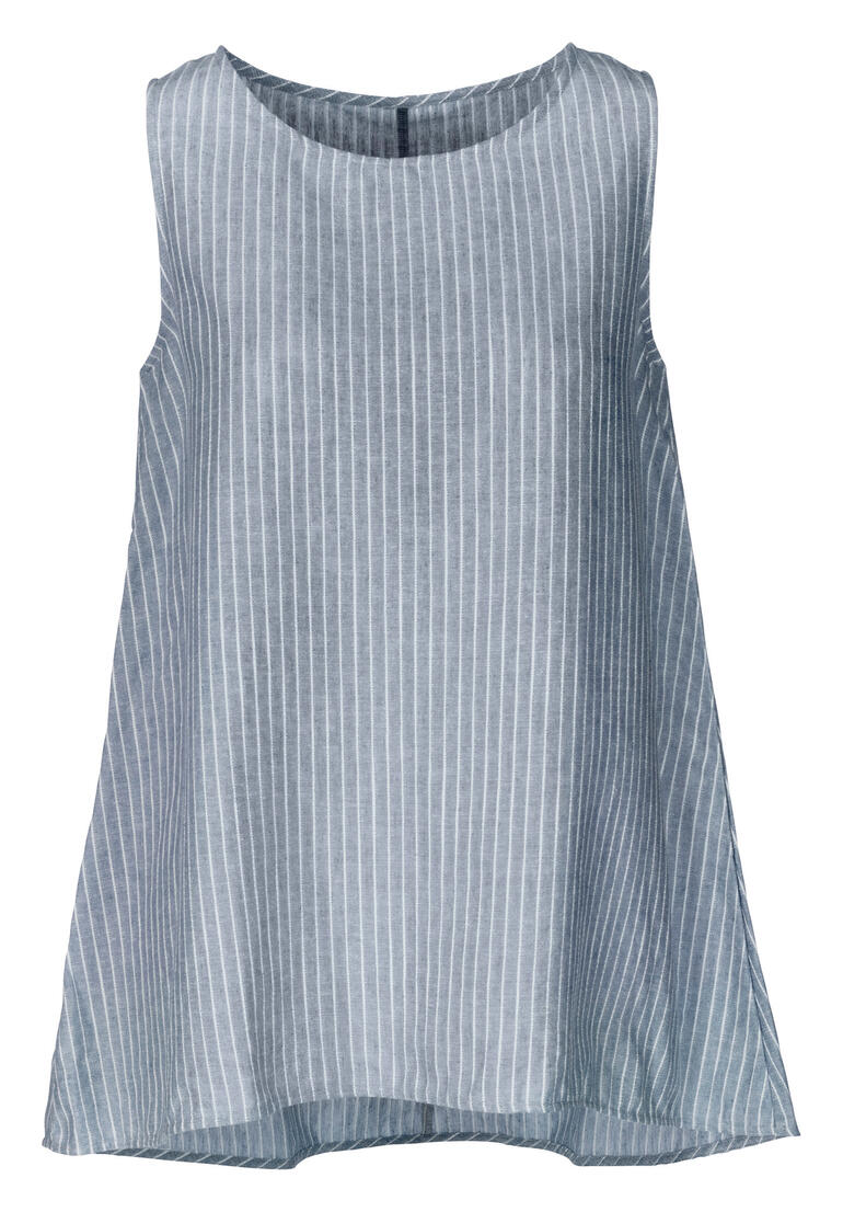 Top Oscalito Sommer-Loungewear-Kombi, Top in Blau/Creme, frontalansicht.