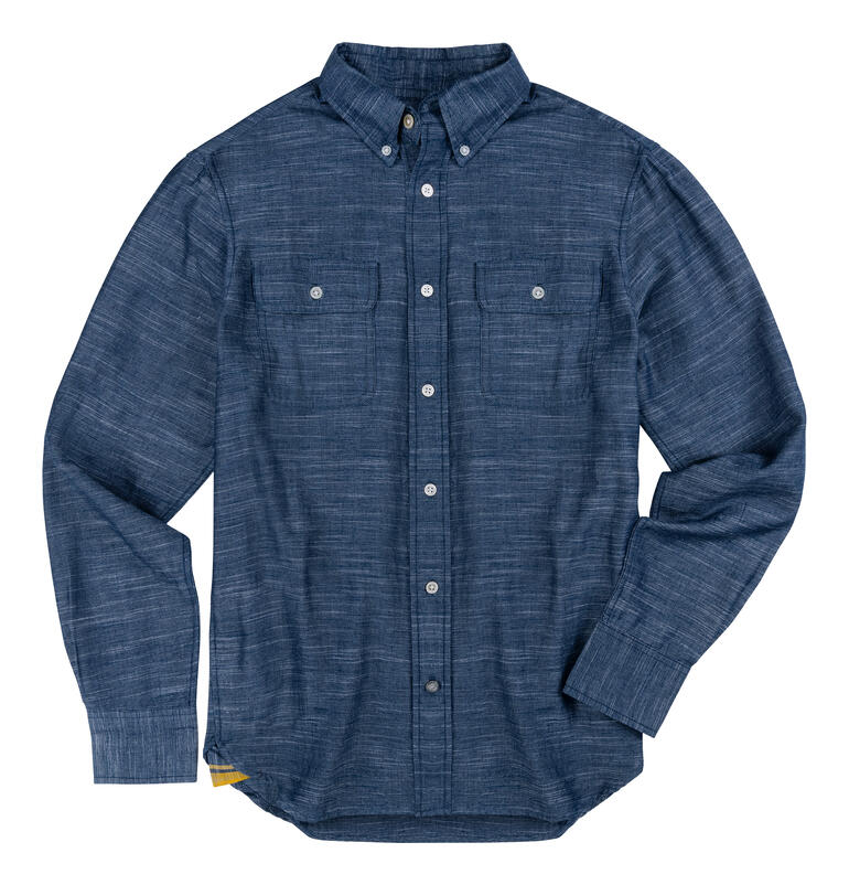 OMTC Indigo-Madras-Hemd Indigo-Madras-Hemd in Blau mit Knöpfen und Taschen.