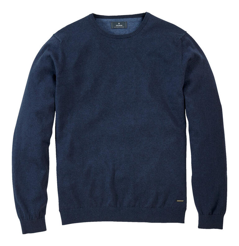 Navy Feinstrick Longsleeve mit Rundhalsausschnitt, Größe 46