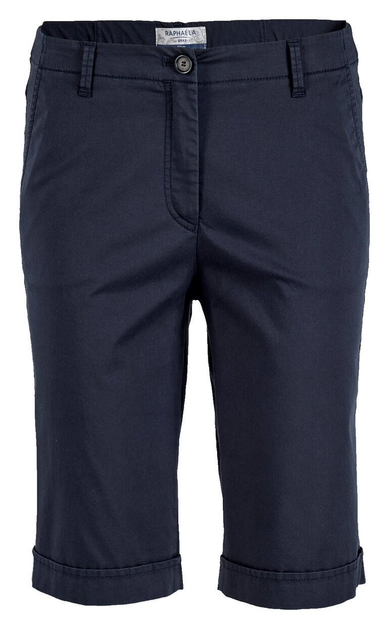 Navyfarbene Bermudashorts für Damen mit umgeschlagenem Saum
