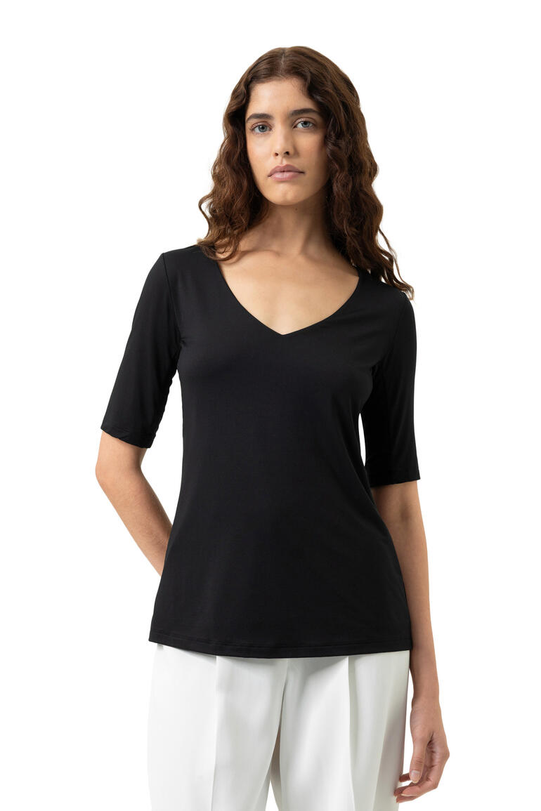 Schwarzes mey Funktions-Blazershirt mit V-Ausschnitt