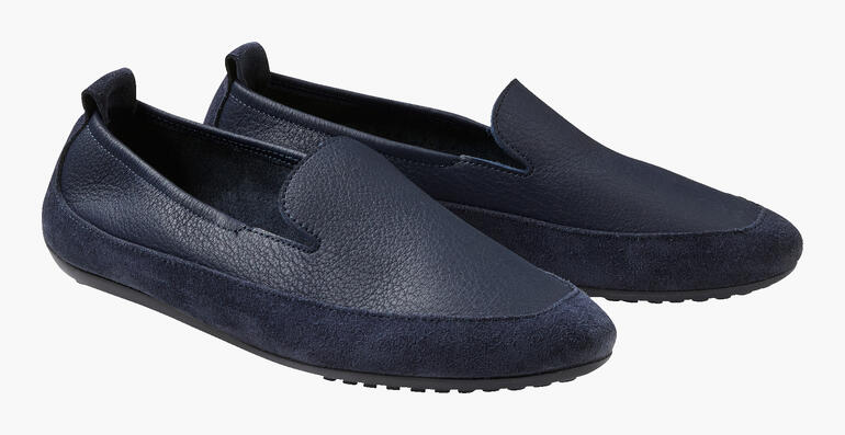 Blaue Komfort-Loafer aus Leder, ideal für den alltäglichen Gebrauch.