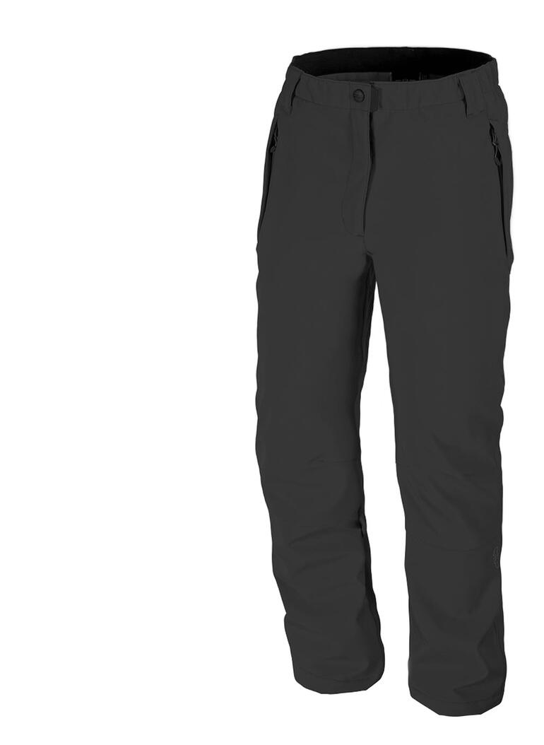 Bequeme schwarze Softshell-Hose, auf einem weißen Hintergrund.