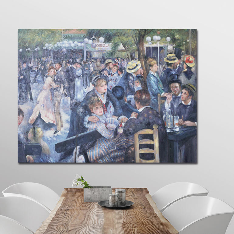 „Bal du Moulin de la Galette“, 175 x 131 x 4 cm. Moderne Darstellung einer Tanzszene in Restaurant