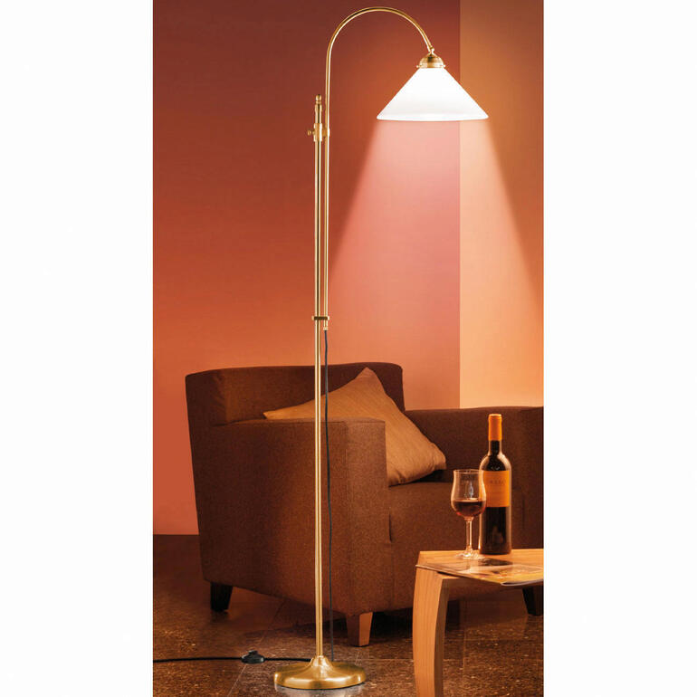Antik-Finish Antike Stehlampe aus Messing mit schwenkbarem Lampenschirm und Leselampe.
